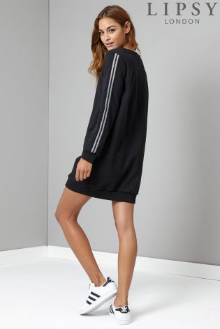 Lipsy Sports Tape Sweatshirt Dress